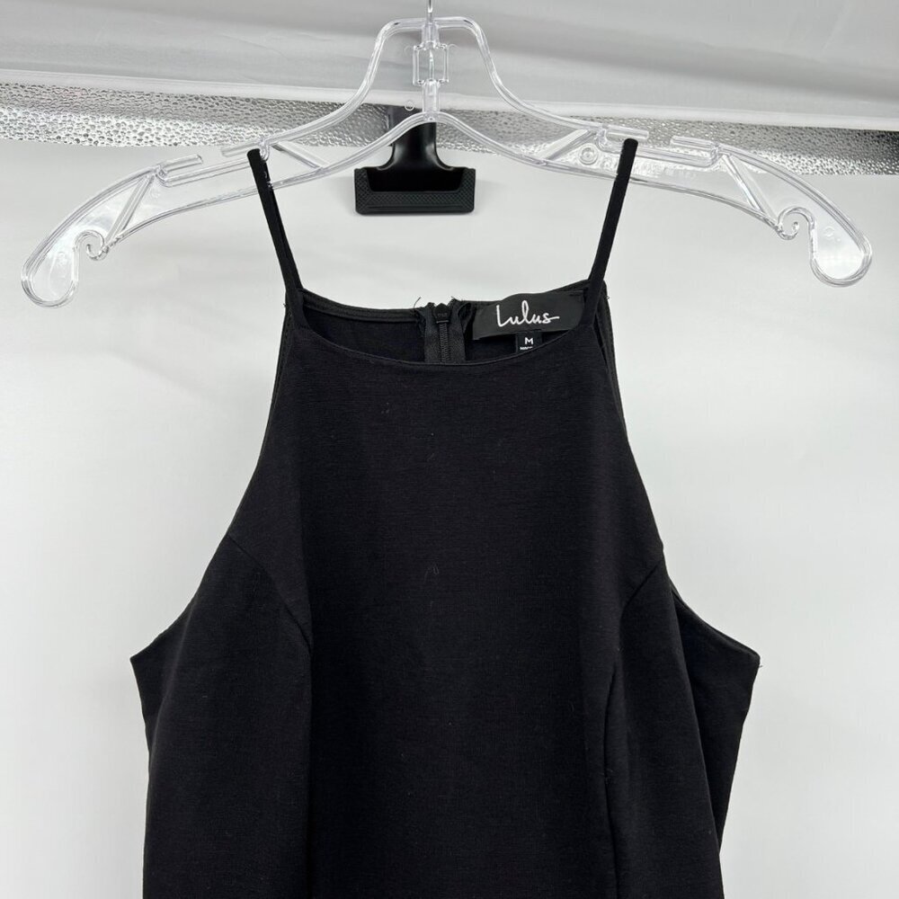 Lulus Womens Sheath Dress Halter Sleeveless Tulip Hem Black Size Medium LBD - Picture 2 of 9